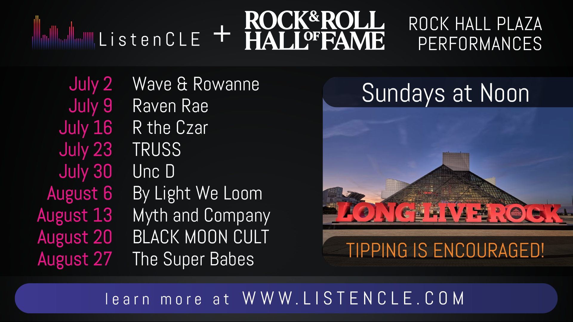 ListenCLE + Rock & Roll Hall of Fame 2022 Rock Hall Plaza Performances